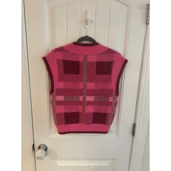 English Factory Womens Pink Plaid Sleeveless Sweater Vest Sz XS NWT - Picture 6 of 6